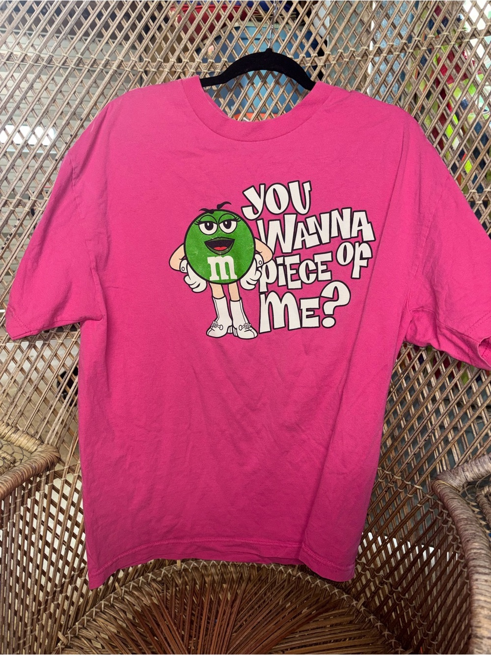 M&M'S Hot Pink Short Sleeve Tee with Green M&M Graphic Vintage